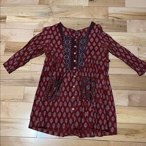 April Cornell Burgundy Patterned Mini Dress
